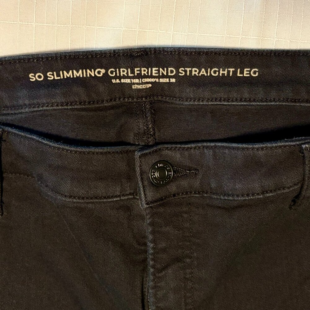 Chico's So Slimming Girlfriend Straight Leg Black Jeans - Size 16R (3)